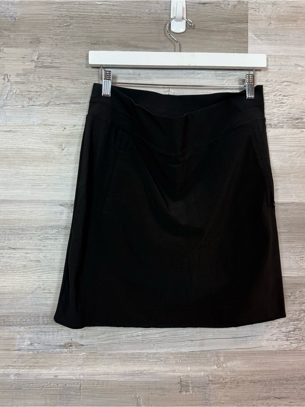 Athleta Tee Time Skort 10 Black Golf Tennis Skirt Ribbed Waist Packable Pockets - Picture 1 of 6